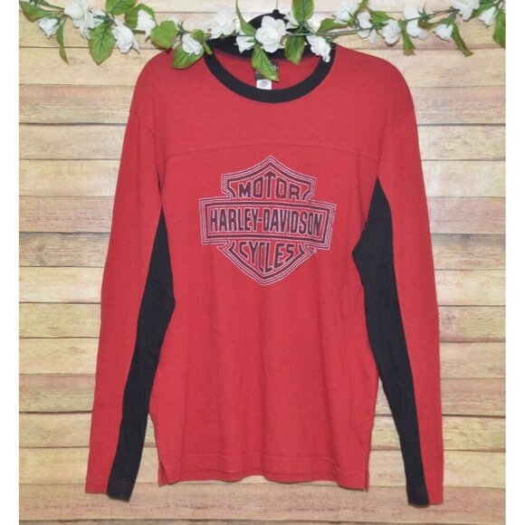 Harley Davidson Cajun HD Lafayette LA Men's L Red Long Sleeve Graphic T-Shirt - Picture 2 of 8